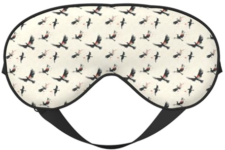 Antifaz para dormir para mujeres y hombres, estampado de pájaros de tinta negra, cómoda hebilla, máscara de viaje para dormir, máscara de dormir, vendas ajustables para mujeres y hombres, divertidas