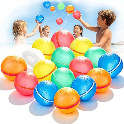 Funnity Bombe à Eau Réutilisable Magnétique, Lot de 10 Pièces | Auto-fermantes en 1 s, réutilisables à l'infini, plus de jeu sans ramasser de déchets, pour jardin, plage et piscine