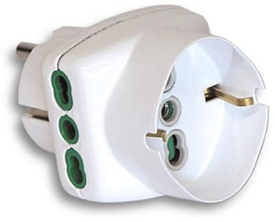FANTON 87230 - Adattatore triplo VERTICAL SYSTEM spina schuko 2P+T 16A 2 prese bipasso italiane 2P+T 16A 1 presa bipasso schuko 2P+T 16A