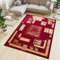TAPISO Atlas Teppich Kurzflor Vierecke Blumen Rot Beige Creme Schlafzimmer Wohnzimmer Vintage Modern ÖKOTEX 250 x 350 cm
