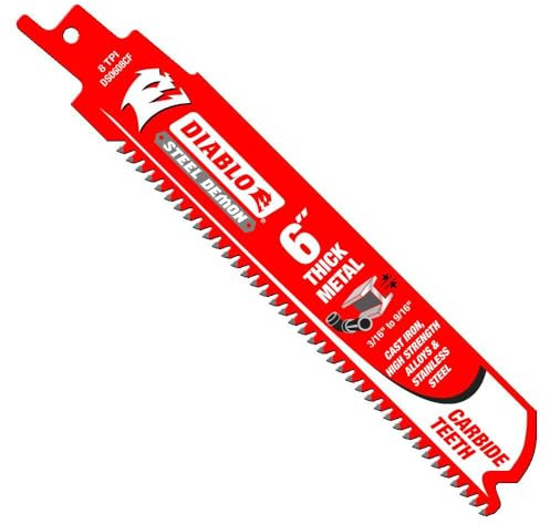 Diablo Steel Demon Carbide Teeth Reciprocating Saw Blades with Perma-Shield Coating for Thick Metal - 6 Length, 8 TPI, 10-Pack - DS0608CF10