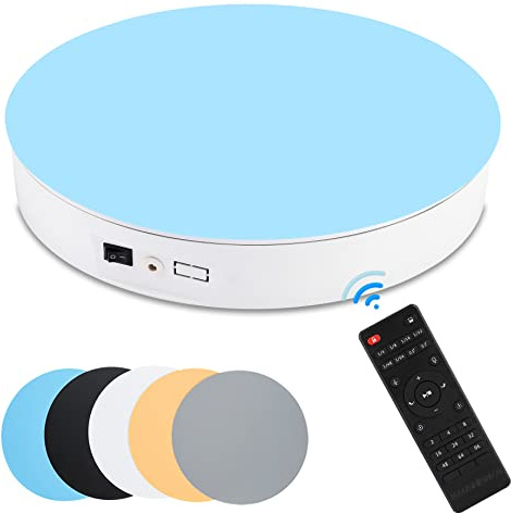 BAOSHISHAN Photography Turntable 13.7inch/110LB, 360 Degree Motorized Rotating Display Stand with Remote Control, Electric Turntable for Photography Products or Short Video, 110V-220V(White)