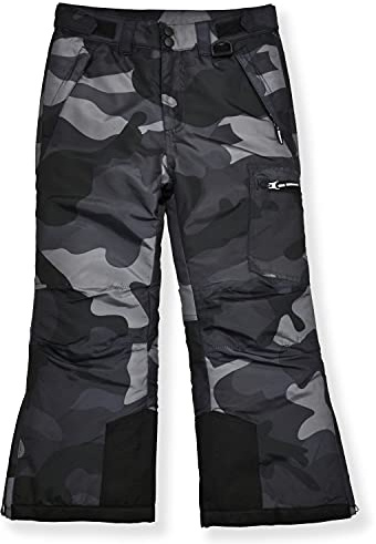 Arctic Quest Insulated Ski and Snow Pants for Boys and Girls, Water Resistant Trousers for Kids Black Camo