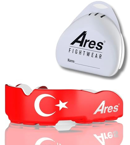 Ares Fightwear® Slim Fit Mundschutz Boxen inkl. Aufbewahrungsbox für Kampfsport, MMA & Athleten I Maximaler Zahnschutz dank Optimaler Passform I Profi Mouthguard für Herren & Damen