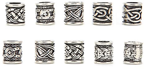 Viking Beard Beads,10PCS Antique Norse Dreadlock Beads Men Beard Bead for Beard Hair DIY Bracelet Necklace Alloy Beading Supplies