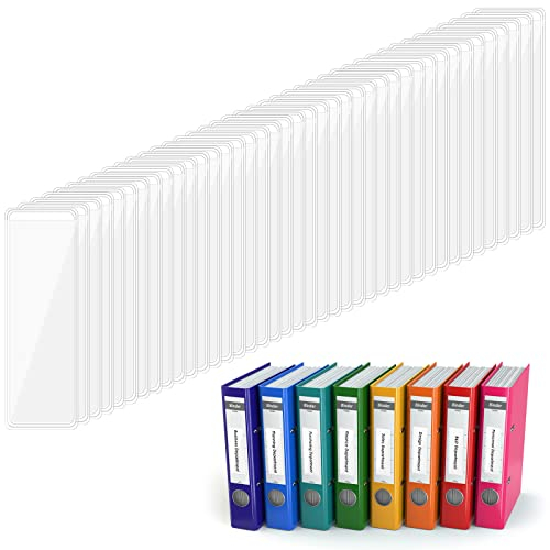 Prasacco 120 Stück Transparente Ordner-Etikettenhalter, Selbstklebende Etikettenhalter für Visitenkarten, Sammelalben, Ordner, Boxen, blanko Rückenschilder-Einsätze