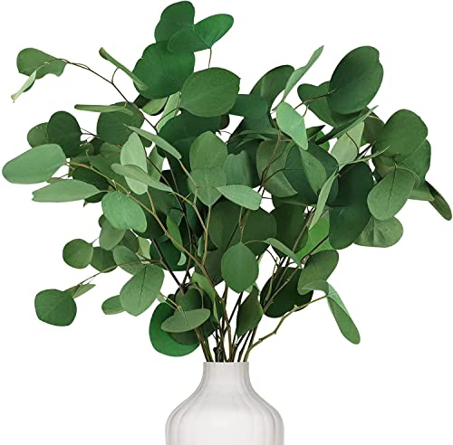 Oning Eukalyptus Getrocknet für Deko, 7-10 Pcs Natürliche Echt Silberdollar Eukalyptuszweige, 15-17'' Eucalyptus Dekoration Silberdollarblätter für Hochzeit, Haus Pflanz
