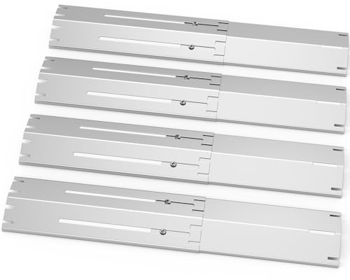 Universal Brennerabdeckung,Universal Flammenverteiler,Einstellbar Hitzeschild,Durable Edelstahl Flavorizer Bars Ersatzteile,Hitzzelt für die meisten Gasgrill, 34 cm bis 53,3 cm. (4 PC)