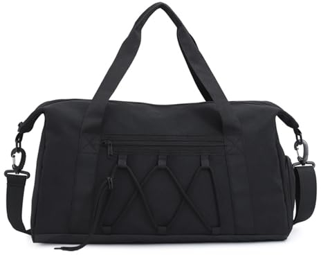 ASIAD Sporttasche mit Schuhfach und Nassfach, Reisetasche Wasserdicht Damen Schwimmtasche, Trainingstasche Fitnesstasche Handgepäck Tasche Weekender Gym Duffle Bag,Schwarz