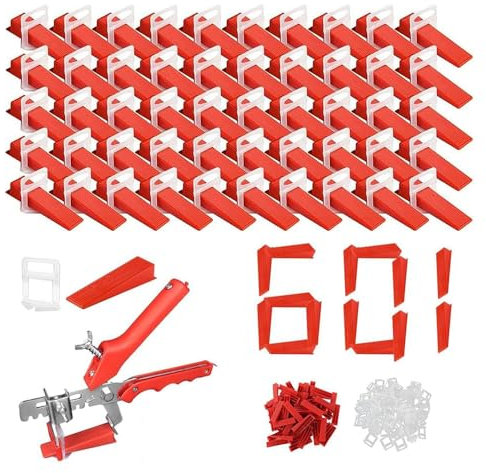 NEWFUN Brickor för kakel, kakelkilar, kakelplattor, kakelfogar, kakelutjämnare för stenläggning (400 flikar 200 kilar, 2,0 mm)
