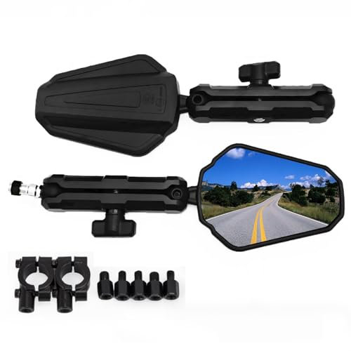 Motorrad Lenkerendenspiegel Rückspiegel Spiegel Universal E-geprüft Links und Rechts Seitenspiegel Rückspiegel Motorrad Spiegel 360°Drehbar mit Aluminiumlegierung kompatibal für Scooter Roller ATV