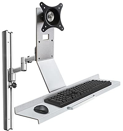 Monitorarm Gas 13-27 enkelskärmsstativ Väggmonterat monitormonteringsställ med tangentbordsbricka Höjdjusterbart monitorfäste, rymmer upp till 17,6 pund Bildskärmsbordsmontering, installation i en f