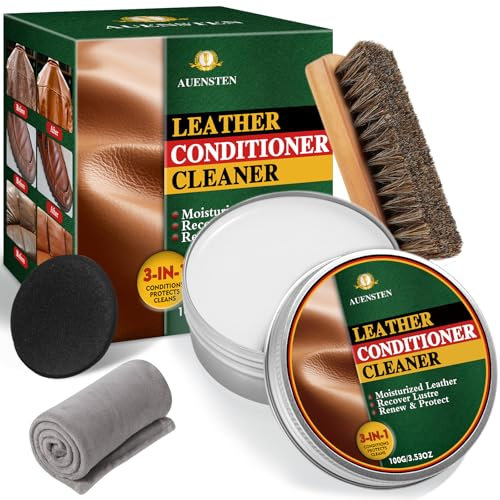 Auensten Mink Oil Leather Conditioner, Cleaner & Softener, 3.53 Oz, Compatible with Leather, Includes Conditioner & Sponge Applicator, Ideal for Boots, Shoes, Purses, Bags, Furniture