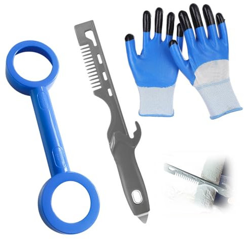 3 Pezzi Utensili per la Pulizia Della Vernice Set, con Agitatore da 350 mm, 240 mm Detergente per Rulli di Vernice e Guanti, per la Pulizia dei Rulli di Vernice e L'agitazione Della Vernice (blu)