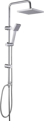 Hevenaov Colonne de douche sans mitigeur Robinet de douche galvanoplastie en acier inoxydable douche pluie cascade, colonne douche hydromassage ensemble douche pluie (20×20cm carré)