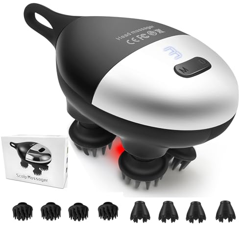 Massaggio elettrico della testa con 8 testine massaggianti, massaggiatore elettrico portatile impermeabile IPX7 e 3 modalità di massaggio, pratico massaggiatore scalp per rilassamento, pulizia