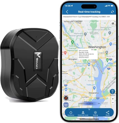 Winnes 4G Localizador GPS para Coche TK905B, rastreador magnético a Prueba de Agua 10000 mAh, Puede localizar vehículos, Motocicletas, Bicicletas de montaña y Maletas a través de SMS/App.