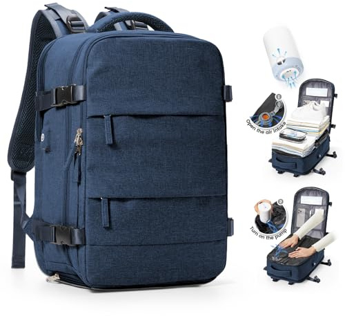 SZLX Sac à Dos Sous Vide Bagage à Main Pour Femmes, Sac à Dos Airbag Avec Système De Vide Pour Le Voyage, Ryanair Travel Ruscksack Taille Cabine Avec Pompe étanche Valise Sous Vide Pour Homme