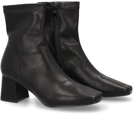 shoes&blues.es 95230 Botin para Mujer de Cana Media con Tacon Cuadrado. Diseno Elegante Punta Cuadrada. Ideal para Otono Invierno. Negro Talla 39