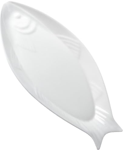 EPIGEIST Assiette Poisson Céramique Blanche Plat de Service Ovale Multi-usage pour Maison Restaurant Hôtel Pratique et Résistante
