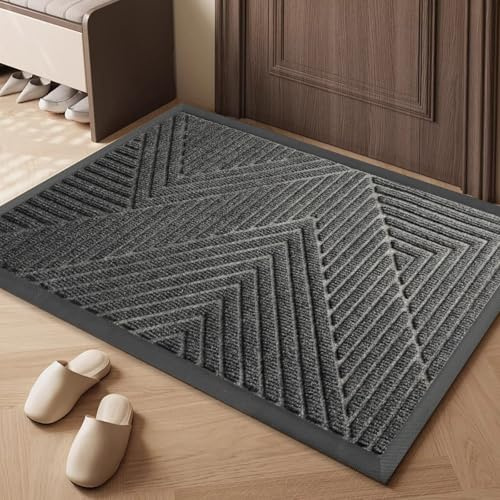 Cozary Zerbino Ingresso Esterno 43x75cm, Silicone Tappeti Lavabili per Esterni, Anti-Sporco Ingresso Esterno, Antiscivolo Tappetino Entrata per Casa Porta, Corridoio, Ingresso, Giardino, Grigio