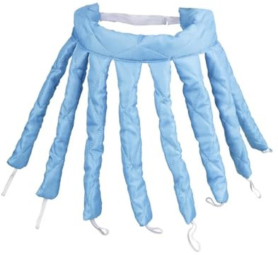 Lot de 2 fers à friser sans chaleur, style pieuvre, for des boucles souples et faciles réaliser soi-même. Outils coiffure en ruban soie(Blue)