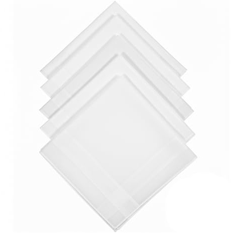 guduling 12 Stück Stofftaschentücher Herren Weiss,Herrentaschentücher Baumwolle,Weich und Atmungsaktiv Taschentücher Stoff für Business,Hochzeiten und Formelle Anlässe(28 × 28cm)