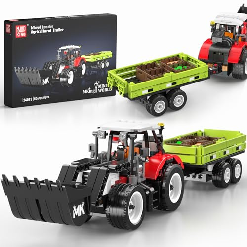 Mould King 24093 Technik Tractor Farm Wheel Loader Building Sets, 504+ Pieces Mini World City Series Construction Sets, Farm Toys for Boy Age 8+