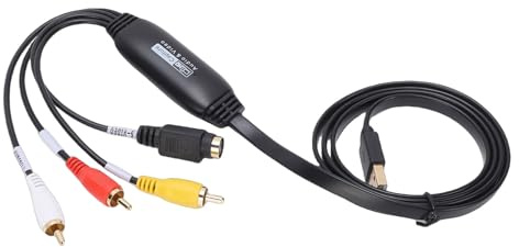 Sxhlseller Convertidor de VHS a Digital, Tarjeta de Captura de Vídeo 1080P y Convertidor de AV a USB con Compatibilidad VHS VCR DVD Hi8 Mini DV para Wins para OS X