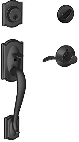 SCHLAGE Camelot Single Cylinder Handleset and Right Hand Accent Lever, Matte Black (F60 CAM 622 Acc RH)