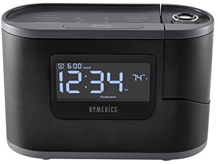 Homedics SoundSleep Recharged Alarm Clock & White Noise Sound Machine, 6-In-1 Projection Alarm Clock And Sleep Sound Machine, 8 Nature Sounds And Indoor Temperature Sensor, Auto-Off Timer, By Homedics