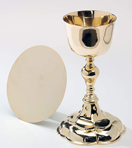 Cáliz, Altura 22 cm, Latón Chapado en Oro, Oro