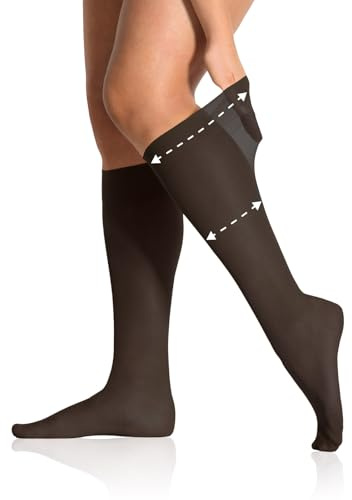 alber's SENSITIVE CURVY - Lot de 10 | Mi-Bas Femme, Bord Confortable et Extensible, pour Jambes Robustes, Transparente 20 DEN | Taille Unique (36-41) | Noir