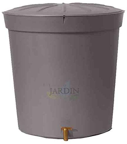 DEPÓSITO DE Agua Gris Granito Polipropileno 300 litros para Agua de Lluvia. Incluye tapadera y Grifo. Diámetro 82 cm, Alto 86 cm