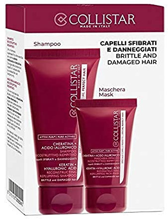 Collistar Travel Kit Capelli Attivi Puri®: Shampoo Ricostruttivo Riempitivo 100 ml + Maschera-Impacco 50 ml