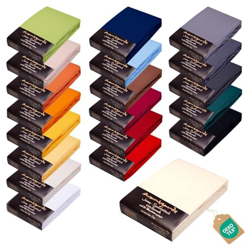 Avantgarde Premium Spannbettlaken 90x200-100x220 - hoher 40cm Steg auch f. Boxspringbetten & Wasserbetten - Spannbettlaken ca.170g/m² - Bettlaken - 100% Jersey Baumwolle Oeko-TEX (02 Natur)