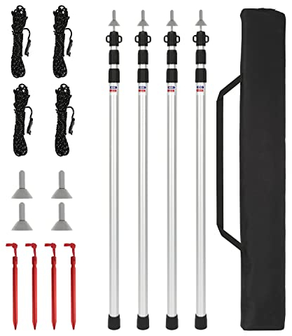Sonnewelt 4X Zeltstange, Zeltgestänge Aluminiumlegierung, 87.5-234.5cm Höhenverstellbar Zeltstangen, Zelten Zeltstange mit Twist-Lock-Mechanismus für Zelt, Tarp, Sonnensegel oder Plane