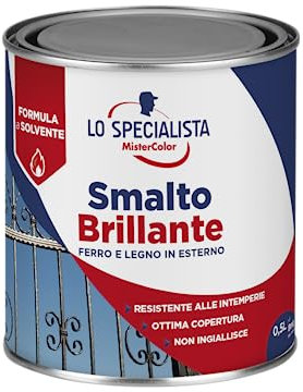 Lo Specialista Mistercolor SMALTO SOLVENTE BRILLANTE, 0,5L, GRIGIO SCURO