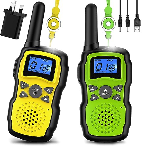Wishouse Walkie Talkies for Kids Adults Rechargeable, Toys for 4 5 6 7 8 9 10 Year Old Boys Girls, PMR446 Kids Radios Long Range with Flashlight Lanyards, Camping Birthday Xmas Gifts Presents 2 Pack
