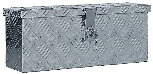GOLINPEILO Aluminum Tool Box Storage Truck Toolbox with Lock and 2 Keys Flat Underbed Camper RV Mount Drawbar Box Portable Utility Tool Cabinet for Vehicle Camping Trip 19.1x5.5x7.9 Silver -AA