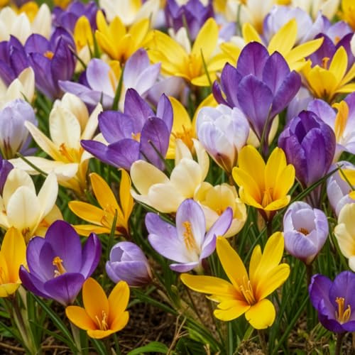 Colección de bulbos de flores de Crocus Budget botánico (100 bulbos) de Holanda.