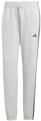 adidas Mujer Essentials 3-Stripes French Terry Cuffed Pants, Medium Grey Heather/Black, XL