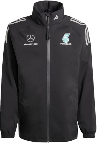 adidas Herren MERCEDES - AMG PETRONAS FORMULA ONE TEAM MECHANICS RAIN JACKET MEN, Black/Reflective Silver, L