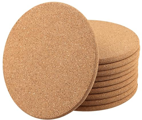 SOUJAP 10 PCS 20cm Cork Plant Coasters, 8 Inch Round Cork Trivet for Cup Drink Plant
