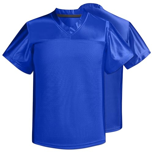 Repawu Men's Blank Football Jersey, Adult Mesh Athletic Practice Football Shirts, Blank Football Jerseys for Adults S-2XL (US, Alpha, Medium, Regular, Regular, Blue)