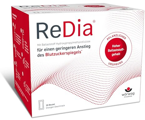 ReDia® Ballaststoff-Drink - 30 Beutel - Ballaststoffe für einen geringeren Blutzuckeranstieg nach dem Essen* - alltagstauglich, 1x täglich, vegan, glutenfrei, zuckerfrei, laktosefrei
