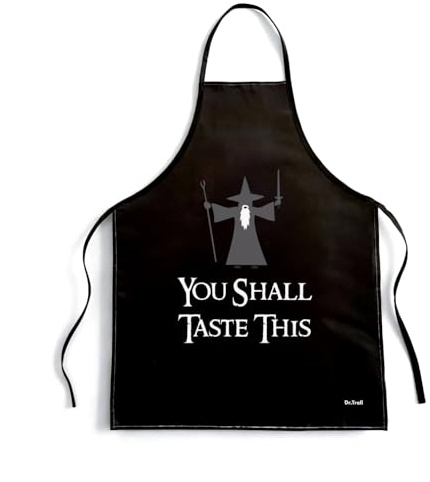 Dr. Troll Delantal de Cocina Negro You Shall Taste This - Diseño del Mago gris (Silueta)