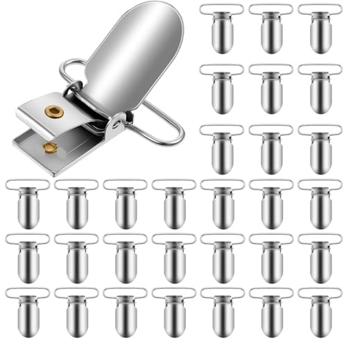 Classicseali 30 clip per bretelle, clip per sospensori, clip in metallo robuste per la realizzazione di chiusure per lenzuola, supporti, clip per bavaglini, portaoggetti per giocattoli (argento)