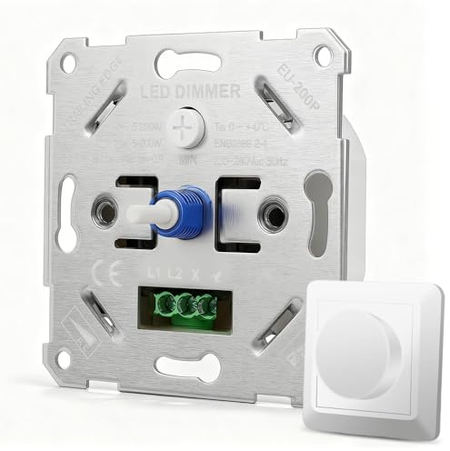 Interruptor Regulador de Luz, 250V Dimmer LED, Regulador Intensidad led, Atenuador de Montaje Empotrado para bombillas LED regulables 5W-200W, protección segura, sin ruido, blanco