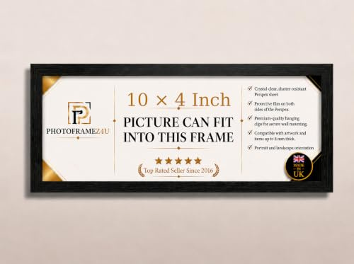 10x4 Inch Thin Panoramic Picture Frame | Black Panoramic Photo Frame & Poster Frame for Pictures, Photos, Documents, Jigsaw Puzzles, Artwork | Landscape or portrait Wall Mount Display
